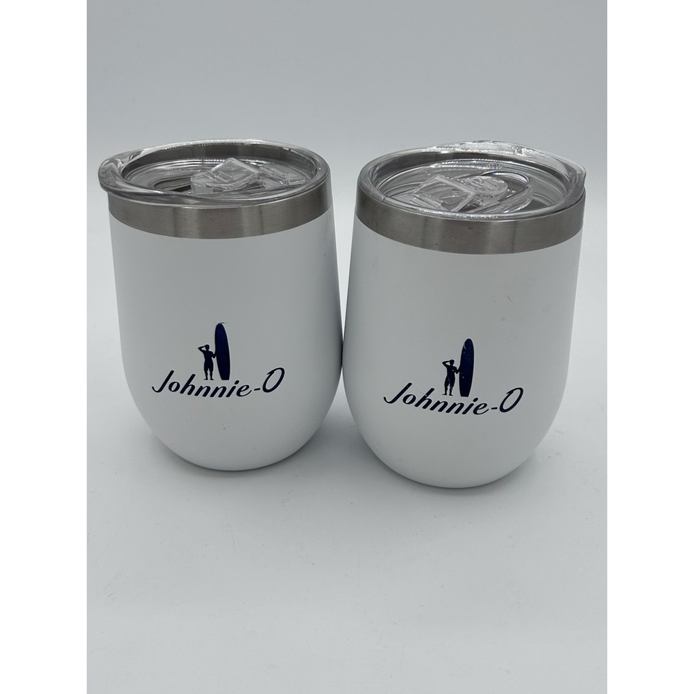 Johnnie-O White Surf (Set Of 2) 12 Oz Tumbler Cup Stainless Steel with lid